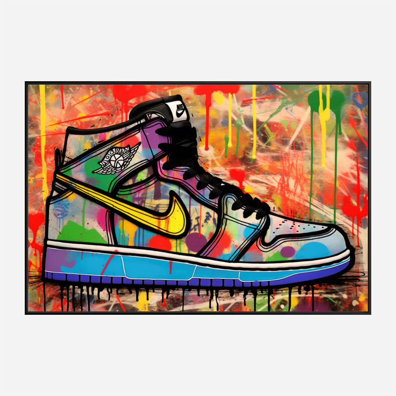 Air Jordon Sneakers Graffiti Style 5 Wall Art